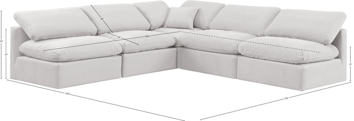 Indulge - Velvet 5 Piece Modular Corner Armless Sectional