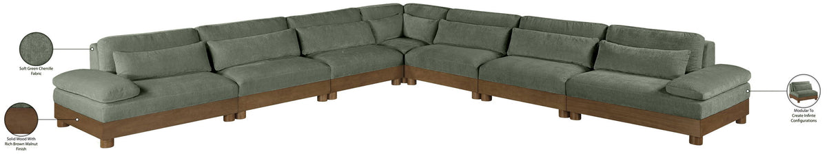 Turin - Chenille Fabric Upholstered Modular Sectional - Green