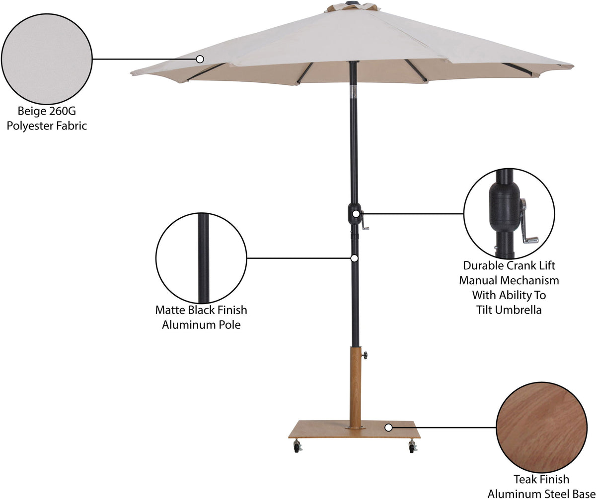 Fiji - Aluminum Patio Umbrella With Square Teak And Black Base