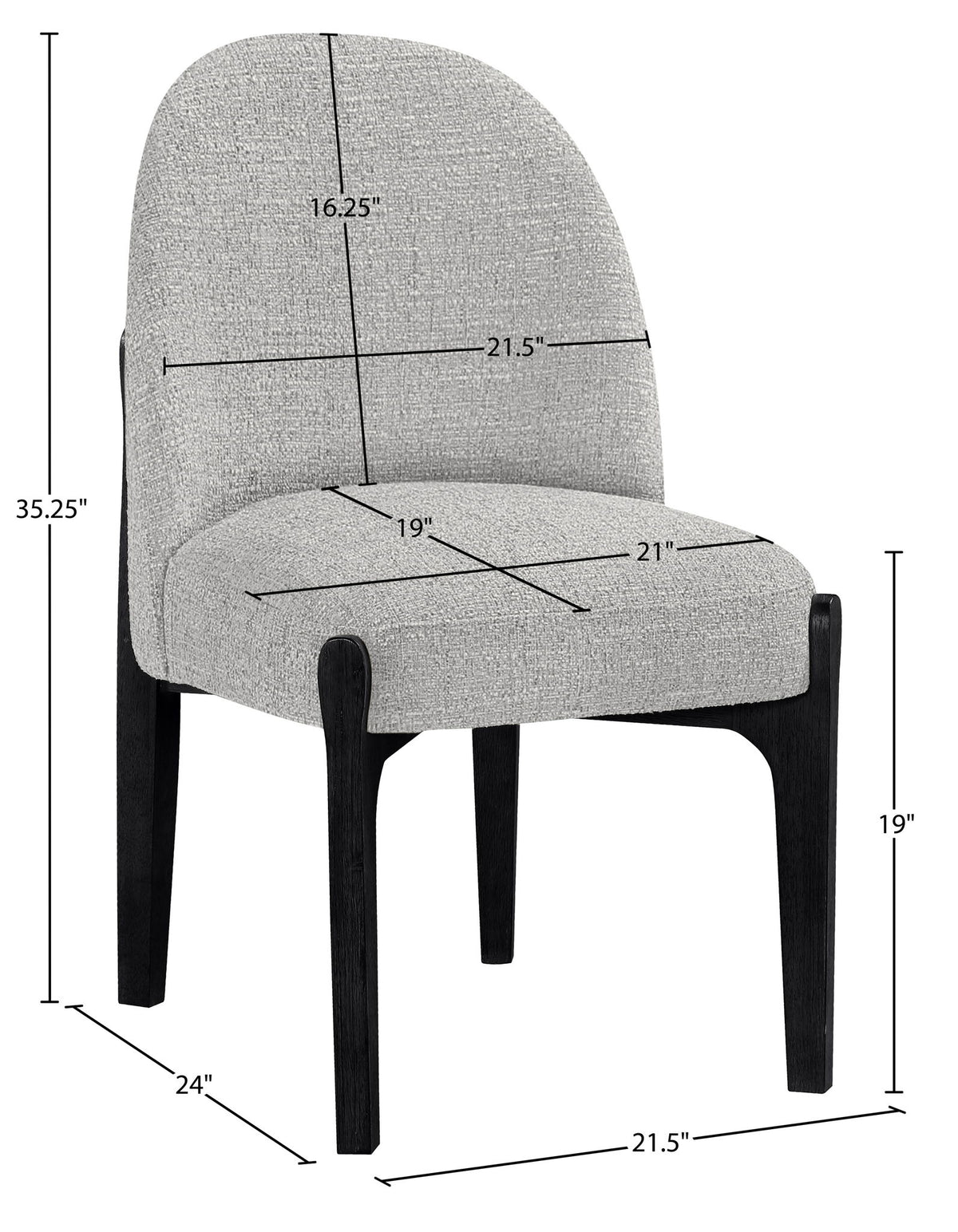 Torino - Upholstered Dining Chair With Brushed Black Base (Set of 2)