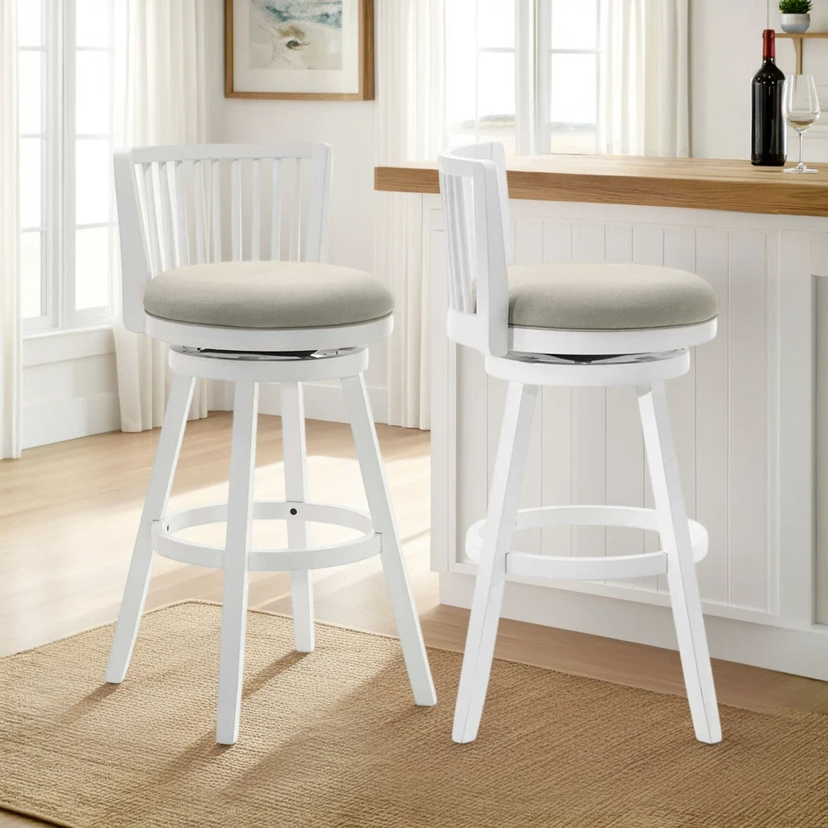 Harper - 30" Amber Glow Bar Height Rubberwood Swivel Barstool