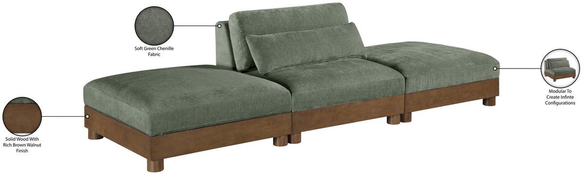 Turin - Chenille Fabric Upholstered Modular Sectional - Green