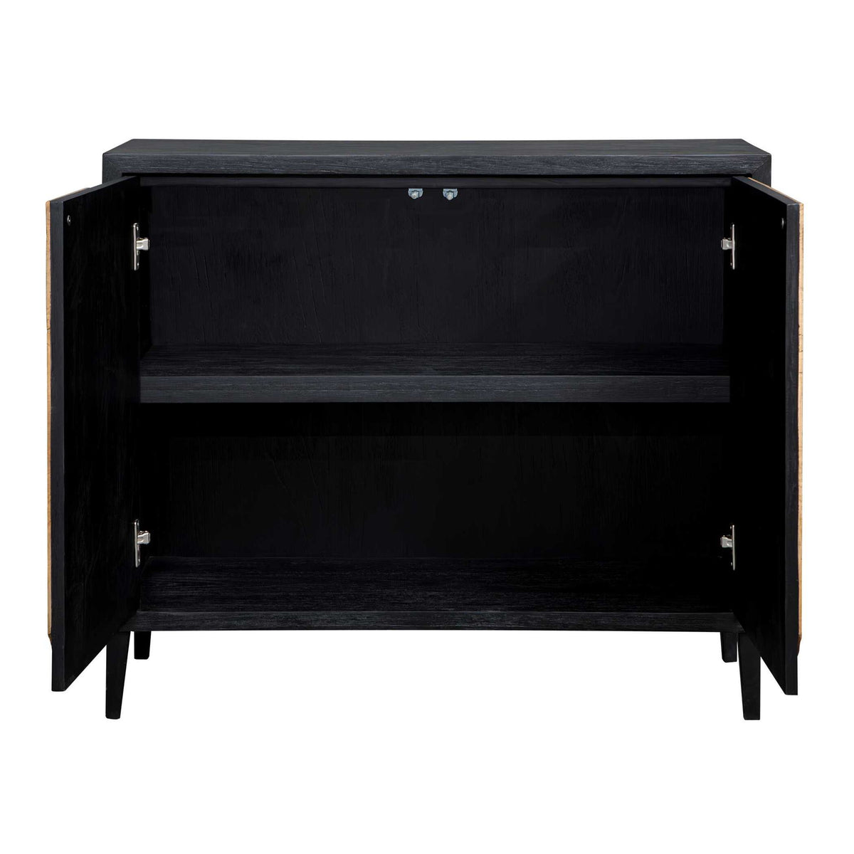 Andrei - Teak Root 2 Door Cabinet - Black / Woodtone
