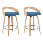 Sonia - Modern Swivel Counter Height Bar Stool - Patterned Oak Wood Finish