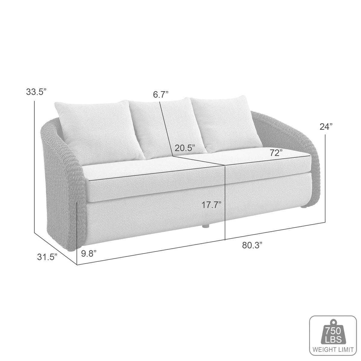 Pavilion - Metal Outdoor Sofa With Cushions - Natural / Boucle White