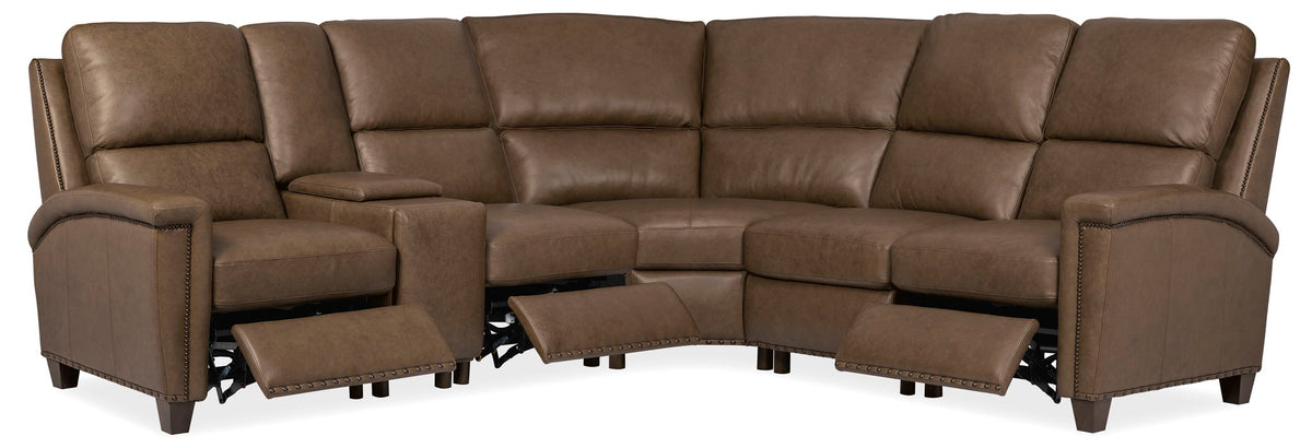 MS - Julian Six-Piece Power Reclining Sectional - Dark Brown