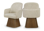 Marlowe - Linen Textured Fabric Upholstered Swivel Dining Arm Chair - Stained Brown