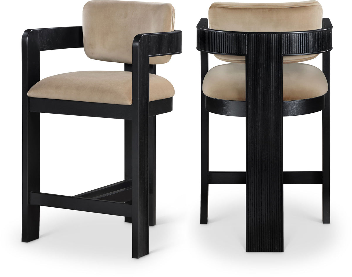 Sacha - Velvet Stool With Black Base