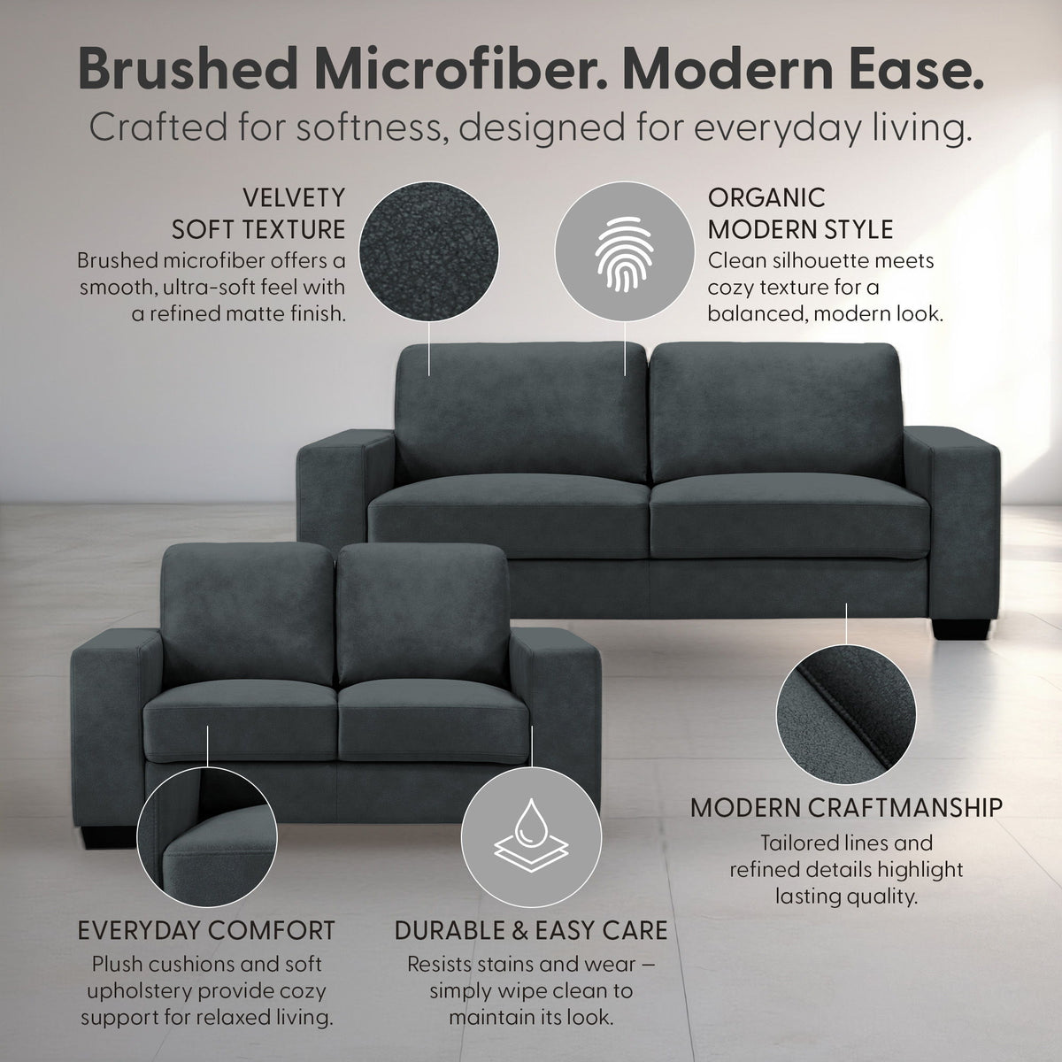 Yvonne - 2-Piece Living Room Set (Sofa & Loveseat)
