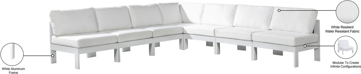 Nizuc - Outdoor Patio 7 Piece Modular Sectional With White Frame
