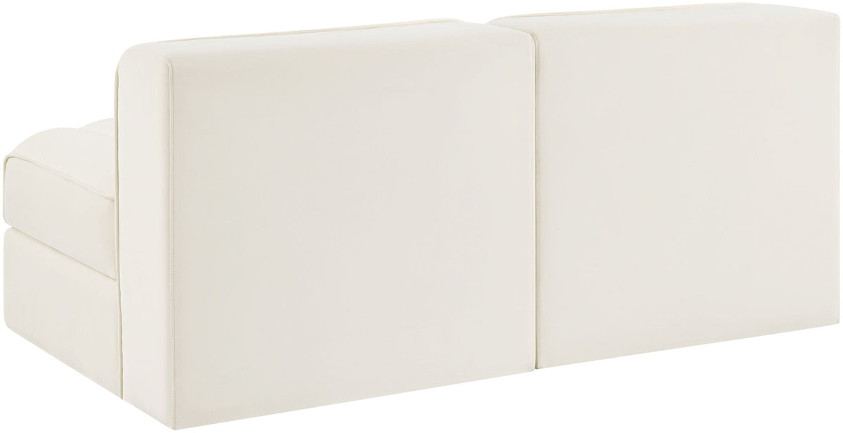 Rummi - Velvet Performance Fabric Upholstered 2 Piece Modular Armless Loveseat