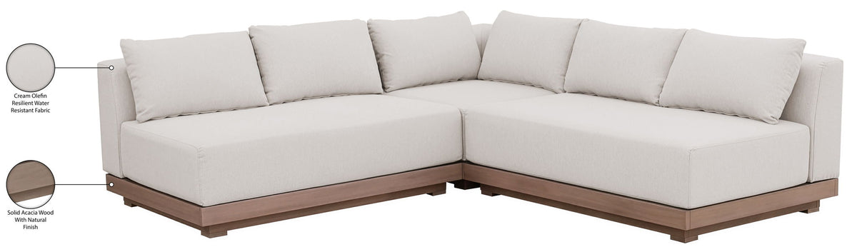 Solace - Olefin Performance Fabric 3 Piece Outdoor Patio Modular Sectional (2 Loveseats & Corner Chair)