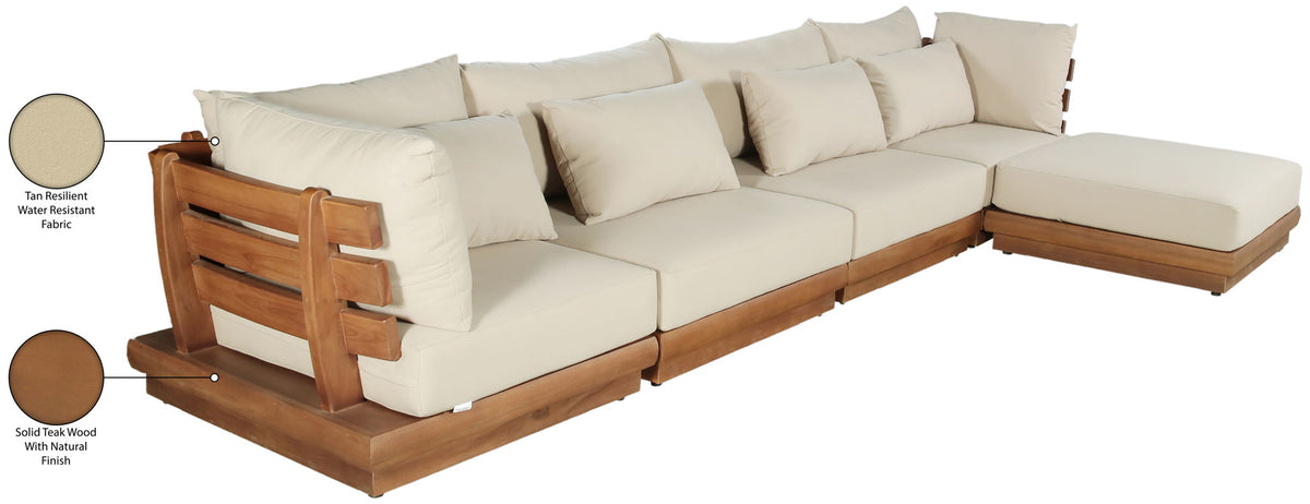 Mirella - 5 Piece Water Resistant Fabric Upholstered Outdoor Patio Modular Sectional