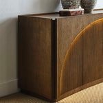 High Light - Lighted 4 Door Console Cabinet - Woodtone