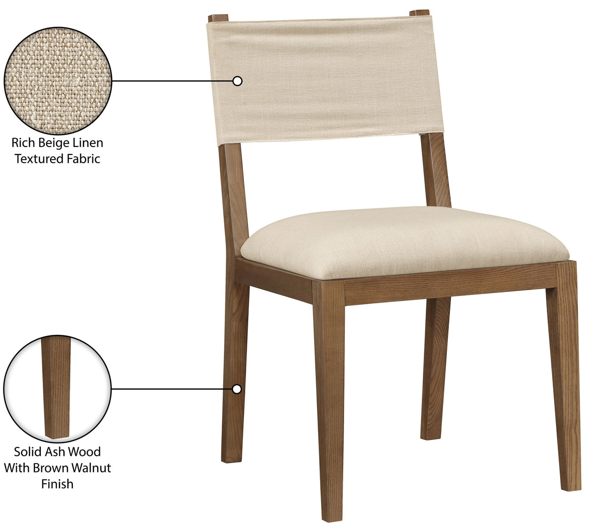 Avon - Linen Textured Performance Fabric Upholstered Dining Side Chair (Set of 2)