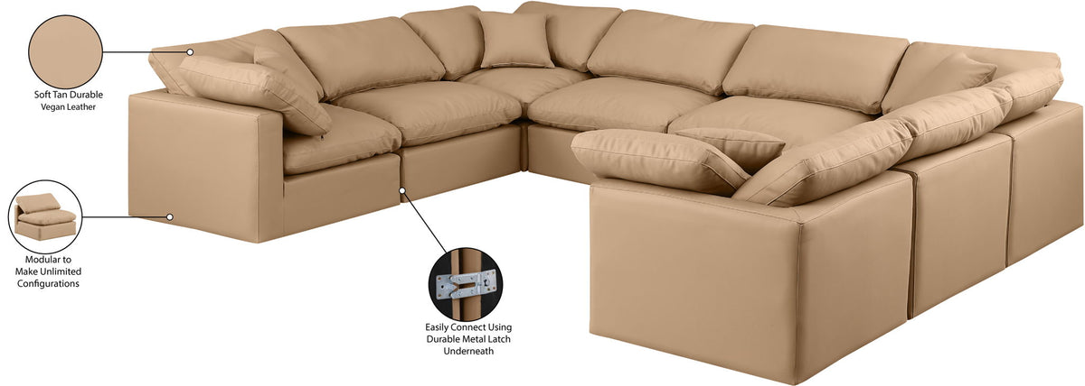 Indulge - Faux Leather 8 Piece Modular Sectional - Tan