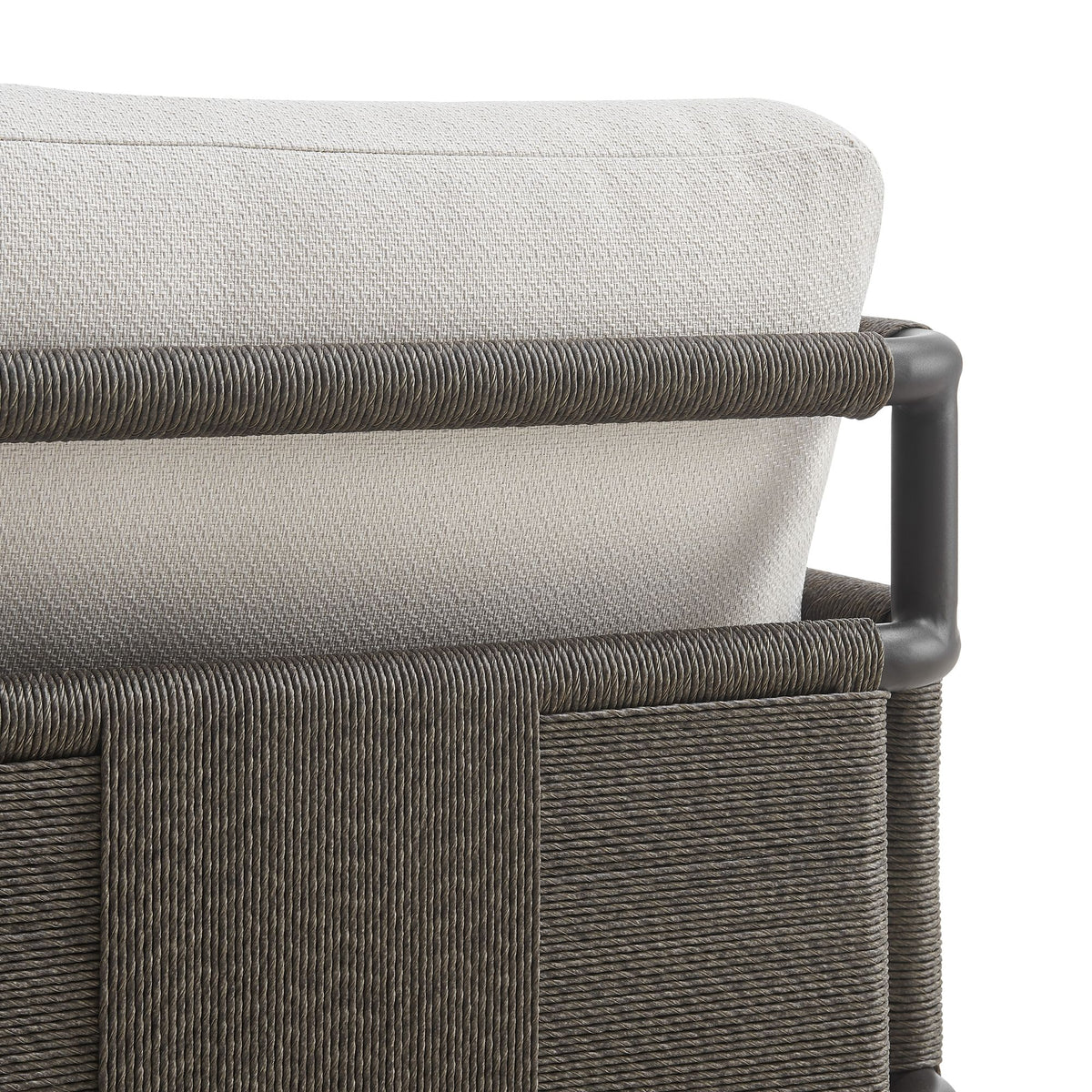 Brampton - Metal Outdoor Sectional With Cushions - Gray / Off White