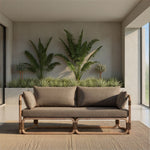 Baja - 79" Outdoor Sofa With Cushions - Brown Wire-Brushed Eucalyptus / Brown