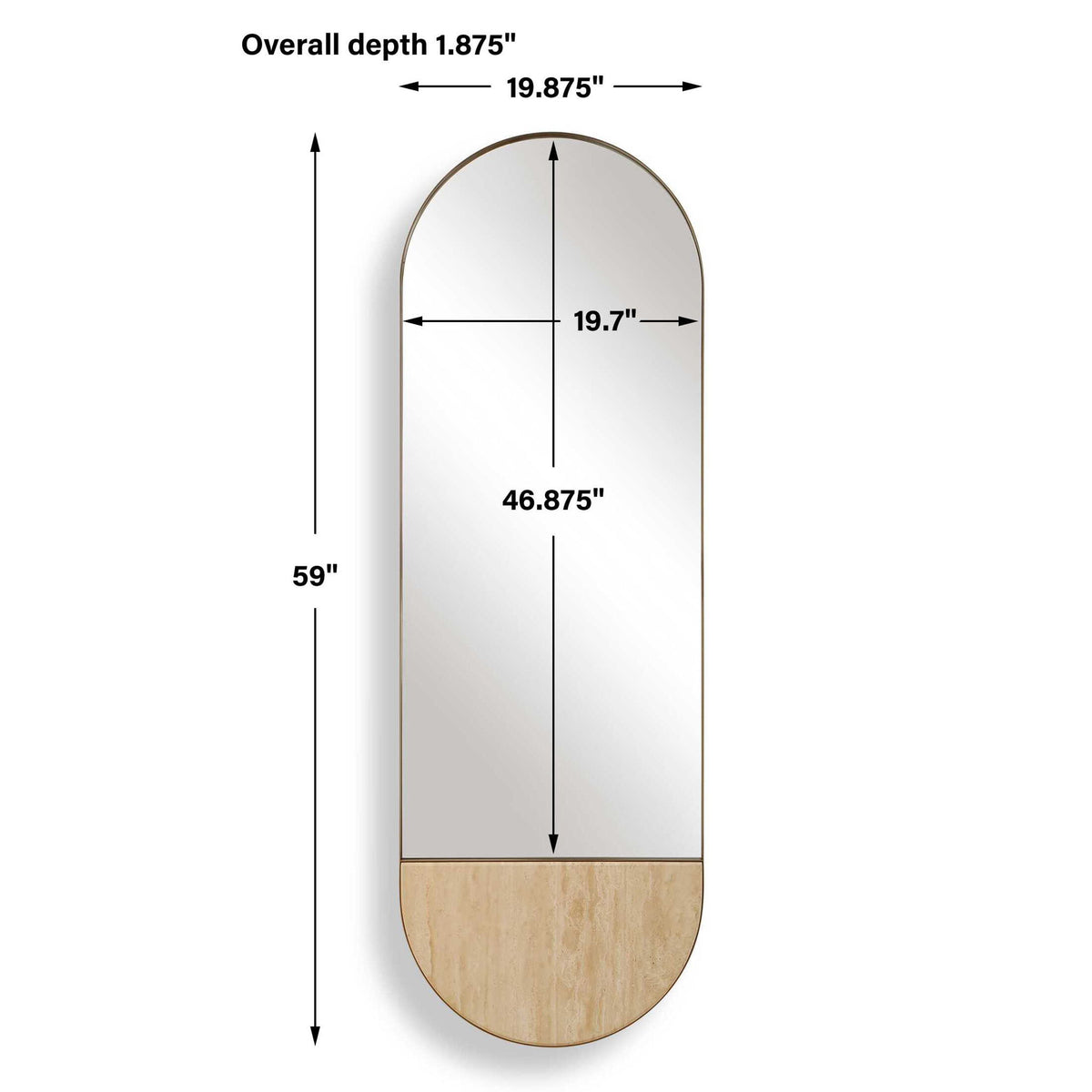 Russo - Travertine Tall Oval Mirror - Bronze / Brown / Gold