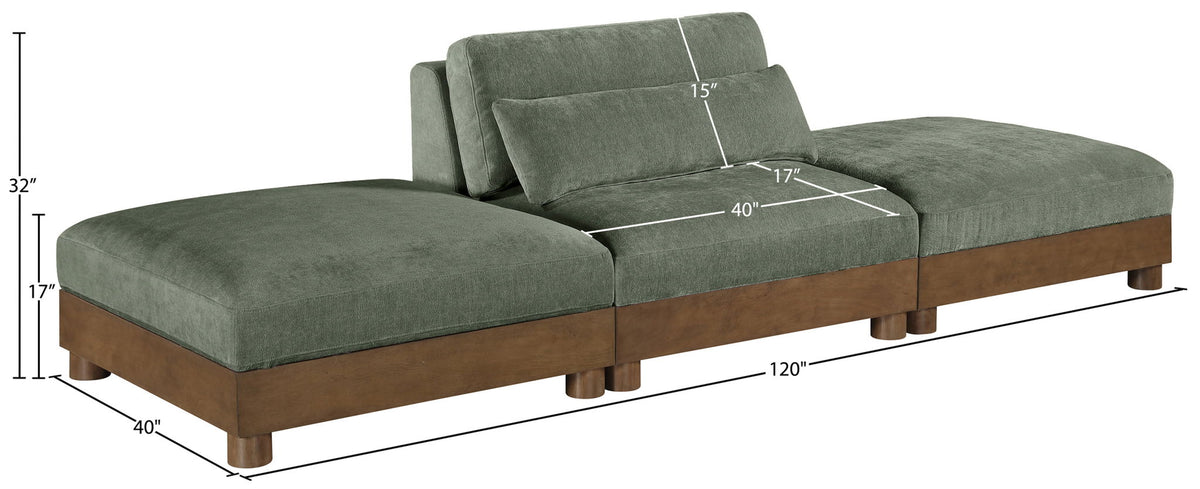Turin - Chenille Fabric Upholstered Modular Sectional - Green