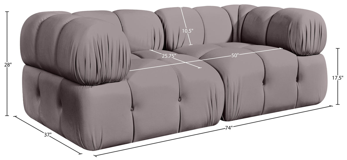 Orin - Velvet Performance Fabric Upholstered 2 Piece Modular Sofa (2 Corner Chairs)