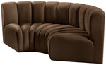 Arc - Velvet 3 Piece Modular U-Shaped Sofa