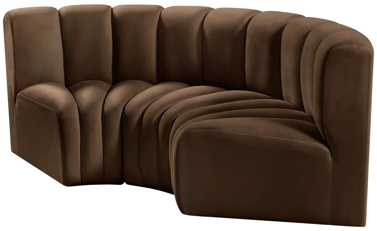 Arc - Velvet 3 Piece Modular U-Shaped Sofa
