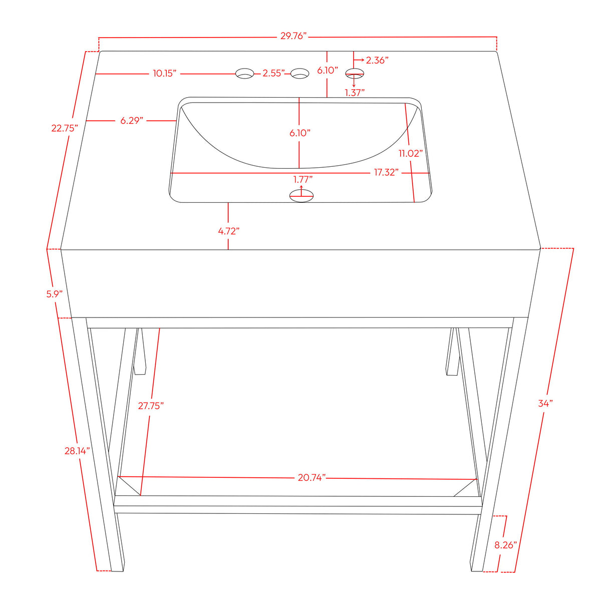 Marmo - Engineered Marble Bathroom Vanity With Chrome Base
