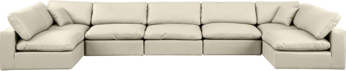 Comfy - 7 Piece Faux Leather Modular Armless Sectional