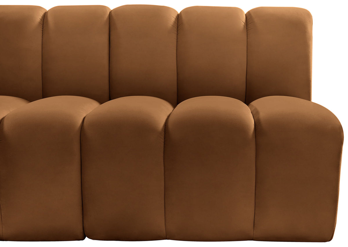 Arc - Velvet 3 Piece Modular Corner Sofa - Saddle