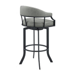 Edy - Swivel 30" Black Finish And Faux Leather Bar Stool - Gray