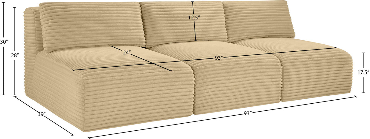 Shaggy - 3 Seat Modular Armless Sofa