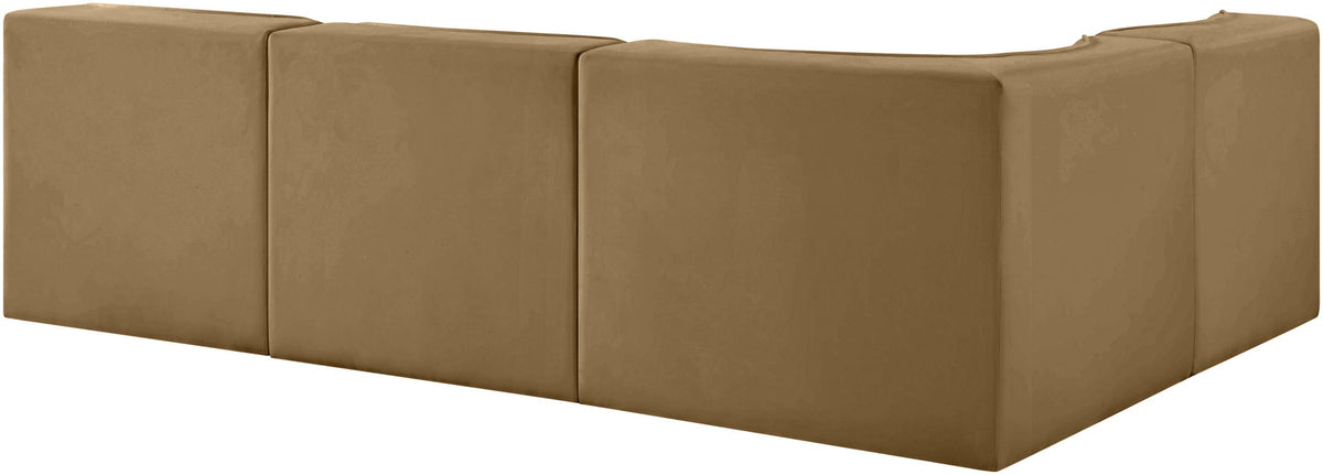 Rummi - Armless Velvet Performance Fabric Upholstered 4 Piece Modular Sectional