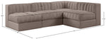 Rummi - Armless Velvet Performance Fabric Upholstered 4 Piece Modular Sectional