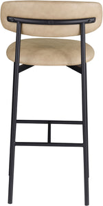Lupita - Vegan Leather Upholstered Bar Stool With Matte Black Frame (Set of 2)