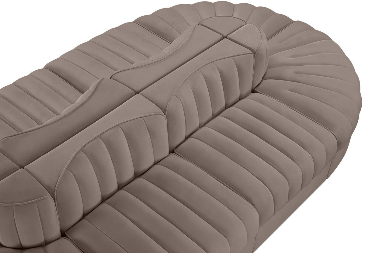 Rummi - Oval Velvet Performance Fabric Upholstered 8 Piece Modular Sectional