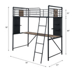 Cordelia - Twin Loft Bed With Desk - Antique Oak, Sandy Black & Dark Bronze Hand-Brushed