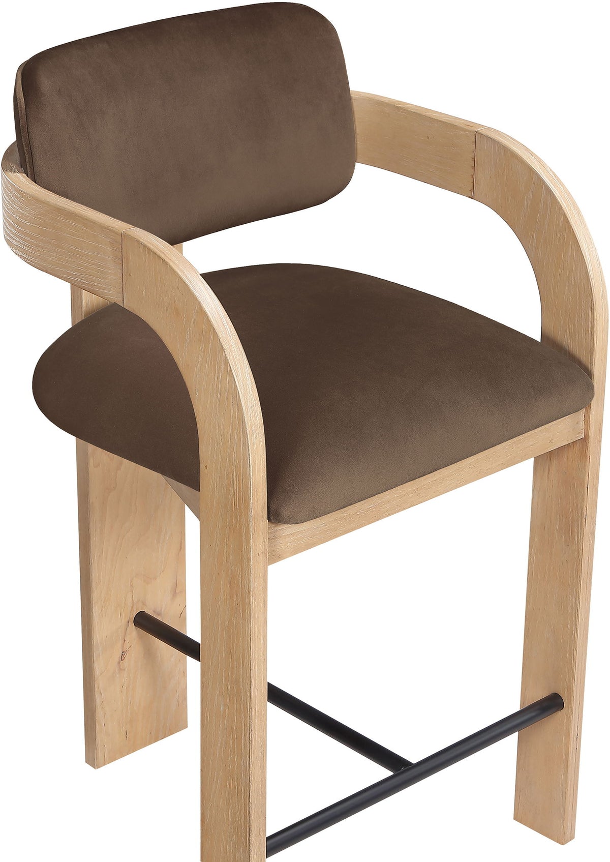 Cedra - Velvet Performance Fabric Upholstered Counter Stool - Natural Frame
