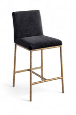 Reeves - Chenille Fabric Upholstered Counter Stool (Set of 2) - Gold Base
