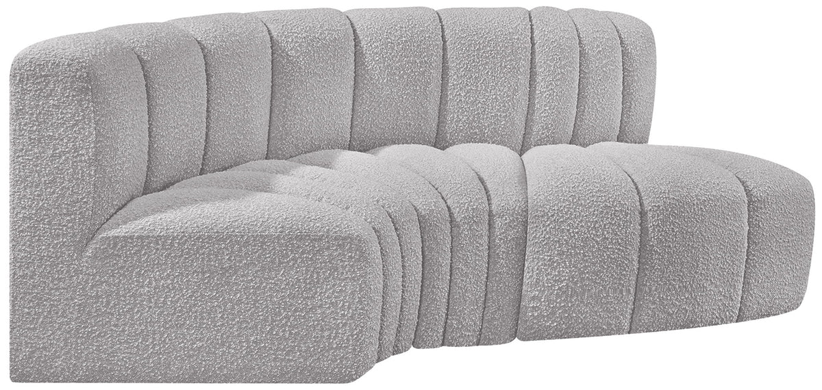 Arc - Boucle Fabric 3 Piece Modular L-Shaped Sofa