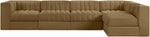 Rummi - Velvet Performance Fabric Upholstered 5 Piece Modular Sectional, L-Shaped (Right)