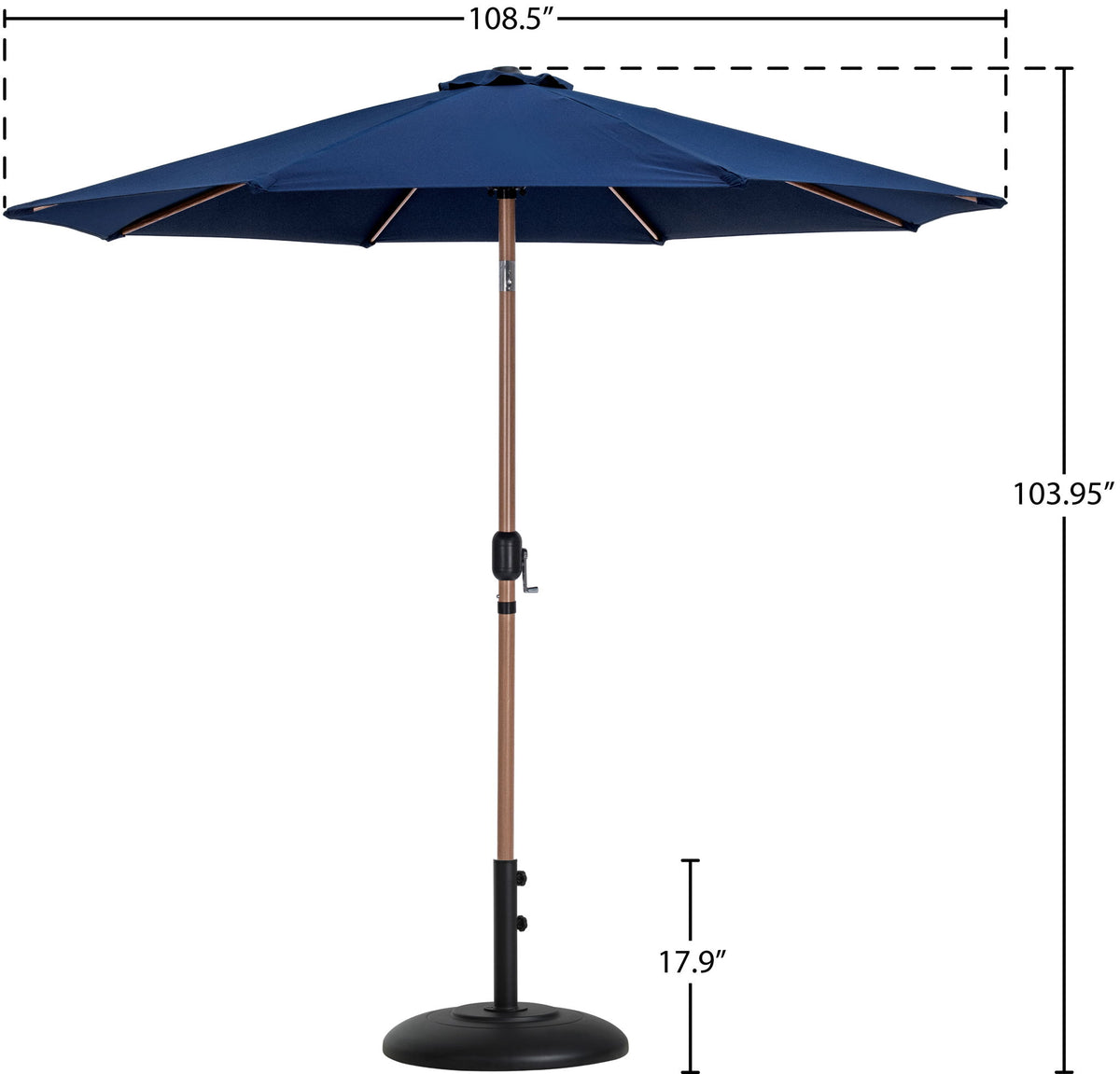 Fiji - Aluminum Patio Umbrella With Round Black And Teak Base