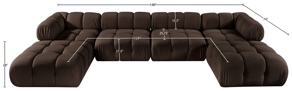 Orin - Velvet 6 Piece Modular Double Chaise Sectional