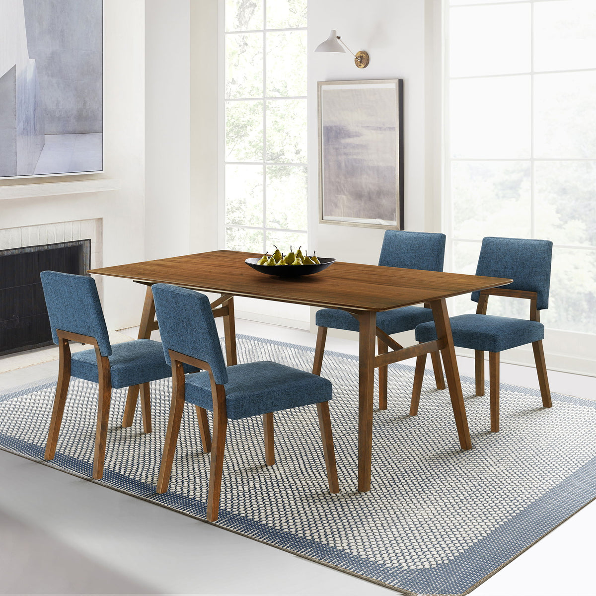 Channell - Walnut Wood Dining Table Set
