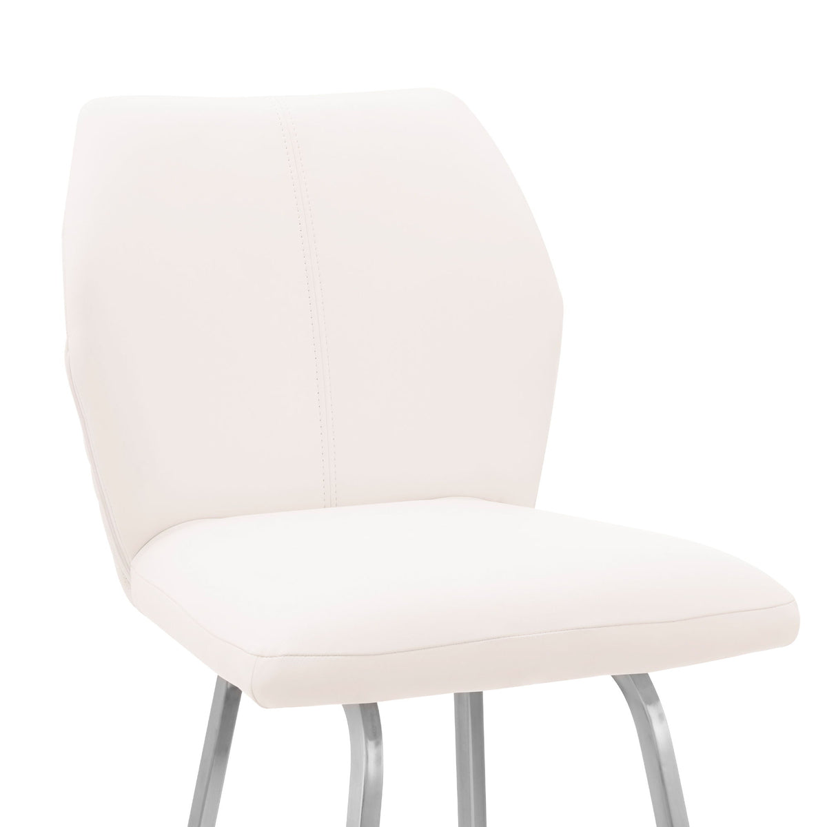 Tandy - Faux Leather And Brushed Stainless Steel 26" Counter Stool (Set of 2) - White