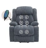 Omarion - Power Recliner With Lift & Heating & Massage - Blue Chenille