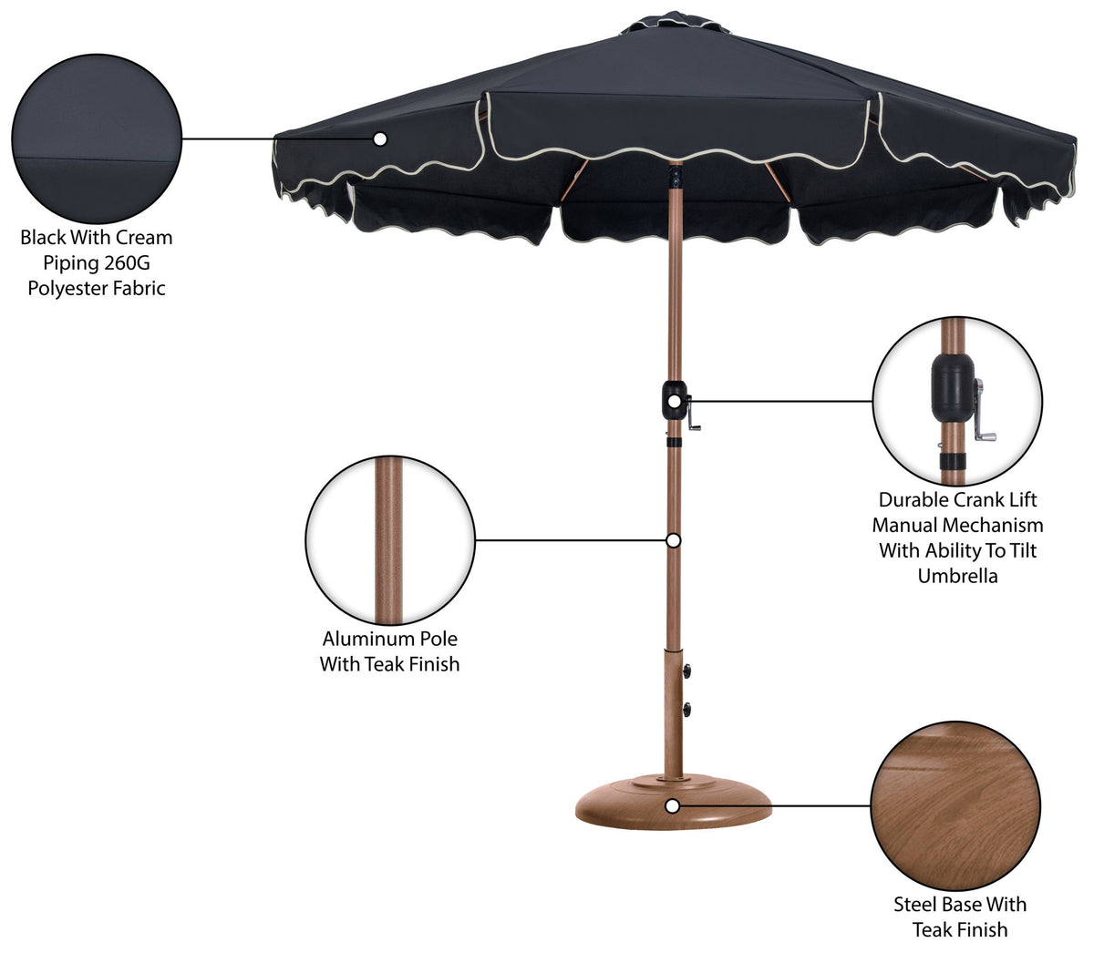 Amalfi - Patio Umbrella - Light Brown Base / Light Brown Pole