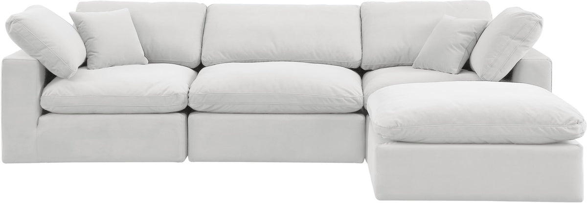 Comfy - 4 Piece Velvet Modular Sectional With Chaise - White