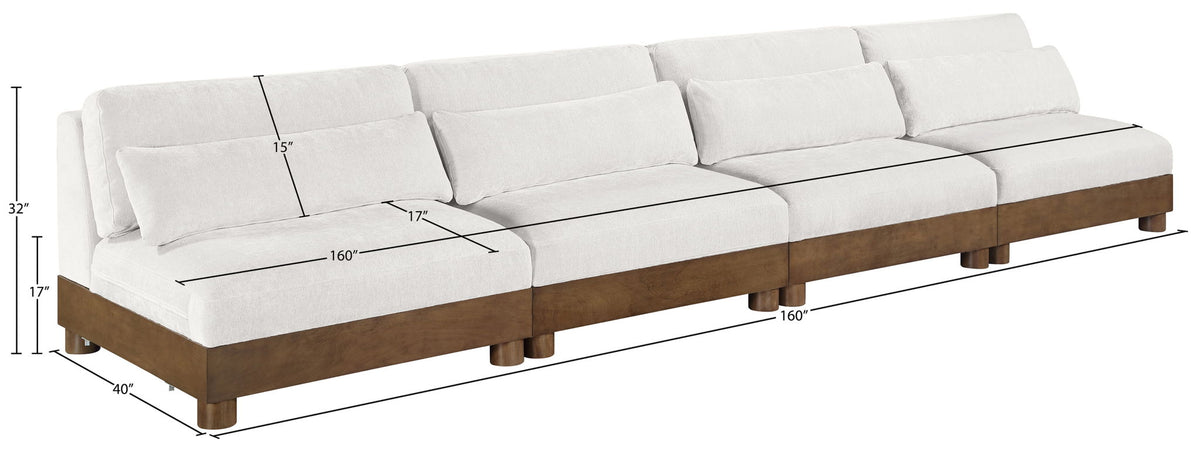 Turin - Chenille Fabric Upholstered Modular Sectional - Cream