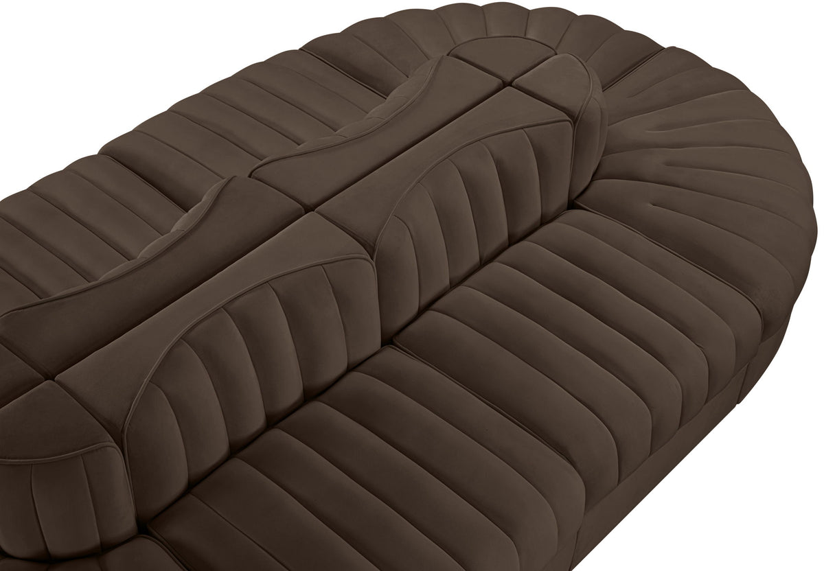 Rummi - Oval Velvet Performance Fabric Upholstered 8 Piece Modular Sectional